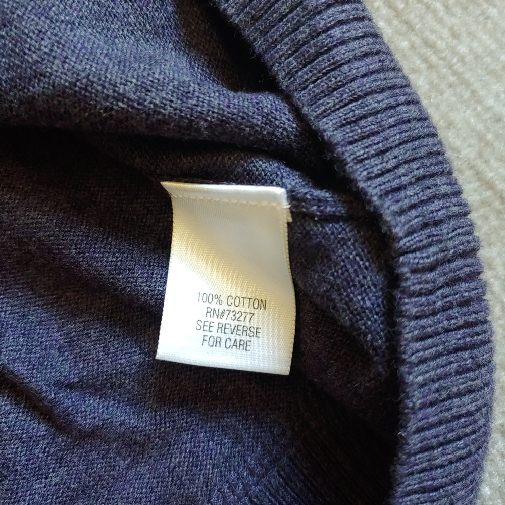 Sonoma V Neck Sweater Men's Size Large Purple Long Sleeve 100% Cotton - Picture 4 of 6